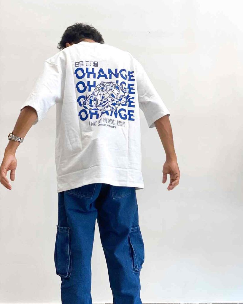 ohange back text in t-shirt mens clothingstore in kerala